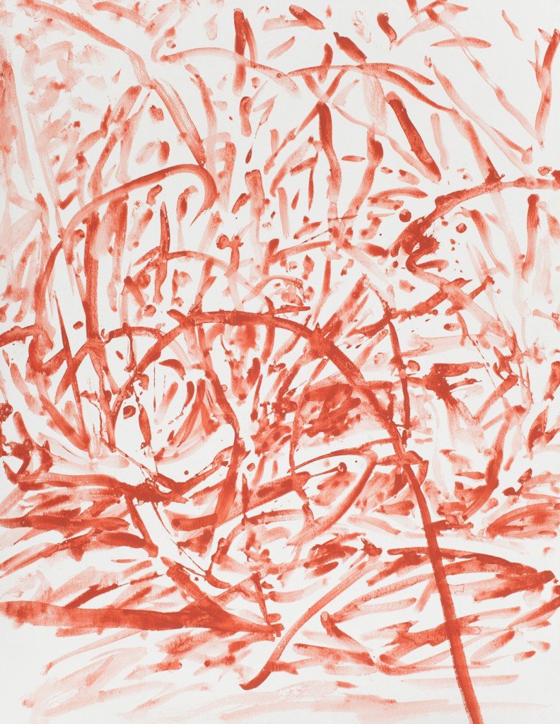 o.T., 2014, Eisenoxid und Wasser auf Papier, 65 x 50 cm | untitled, 2014, iron oxide and water on paper, 65 x 50 cm