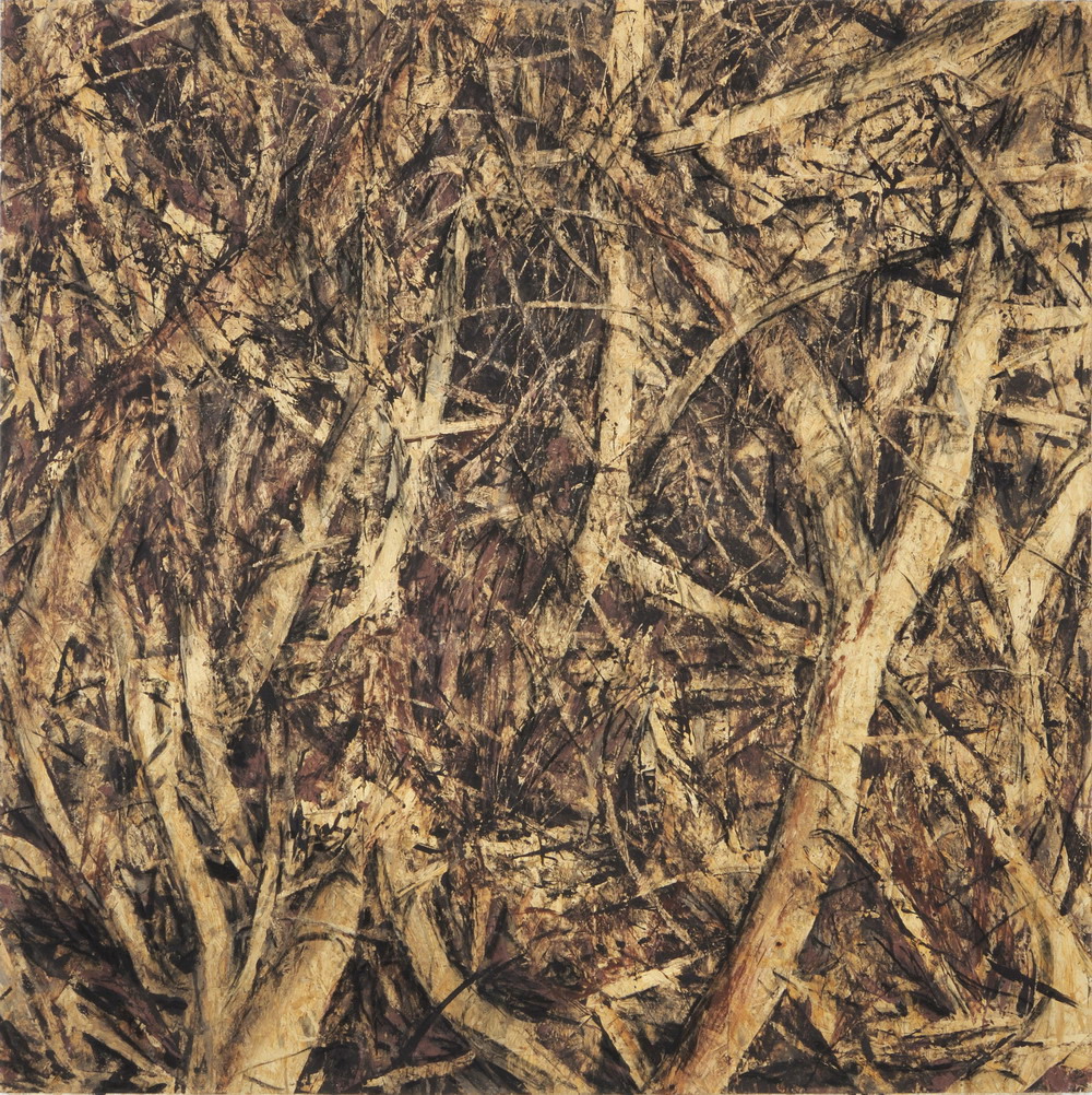 o.T., 2010, Mischtechnik auf Grobspanplatte, 205 x 203 cm | untitled, 2010, mixed media on OSB, 205 x 203 cm
