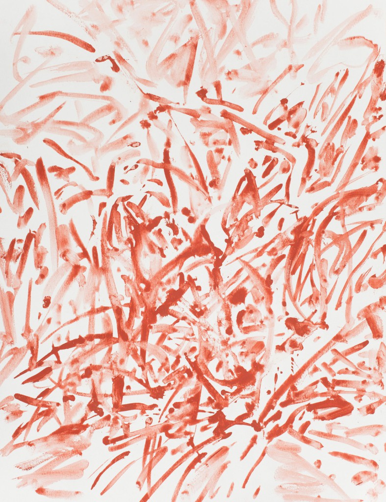 o.T., 2014, Eisenoxid und Wasser auf Papier, 65 x 50 cm | untitled, 2014, iron oxide and water on paper, 65 x 50 cm